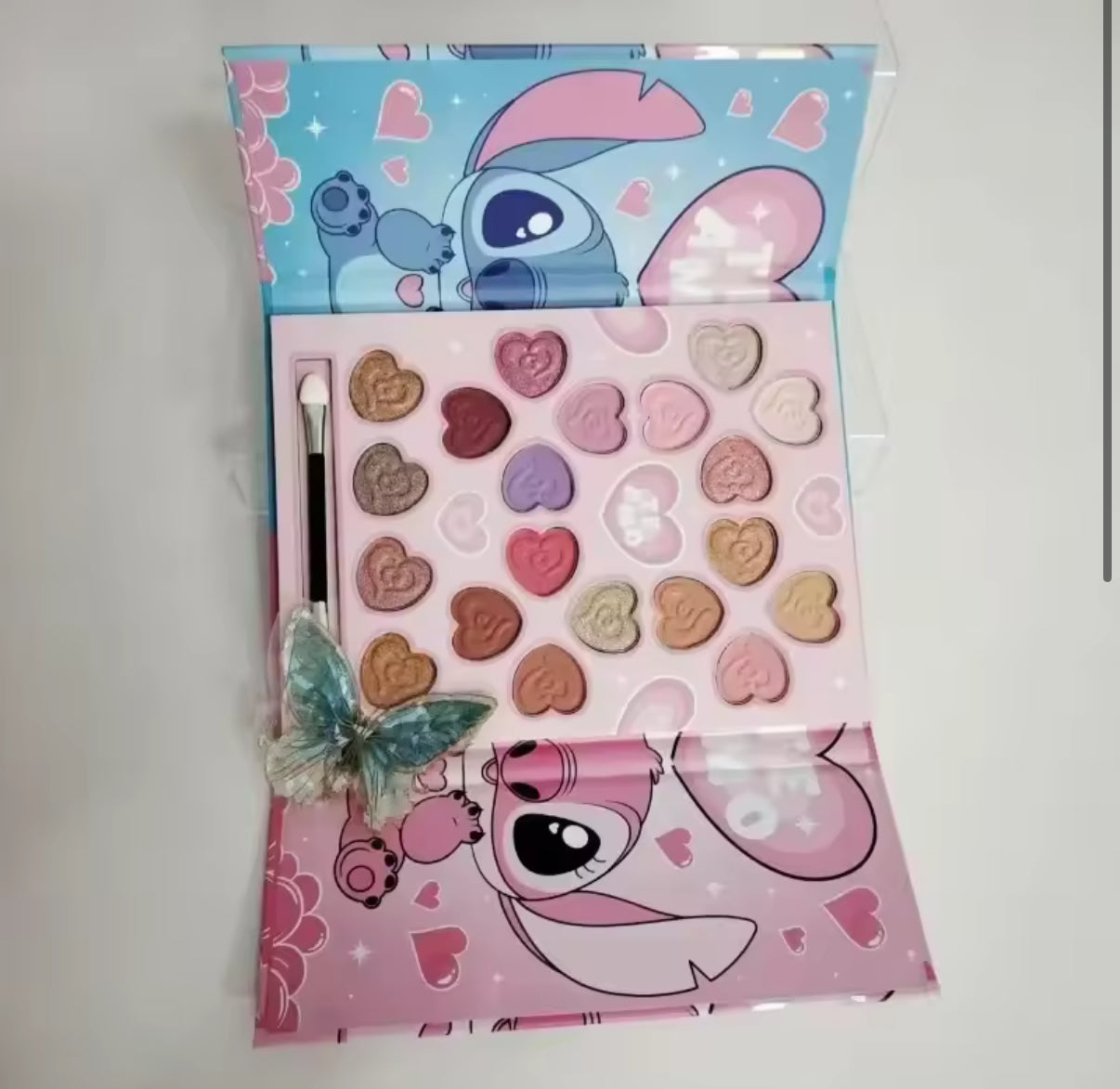 Stitch / Angel 20 Colour Eye Shadow Palette Box Gift Set - Kawaii Cartoon Matte Pearly Glitter Waterproof Lasting Eyeshadow Set For Girls - Perfect Gift**