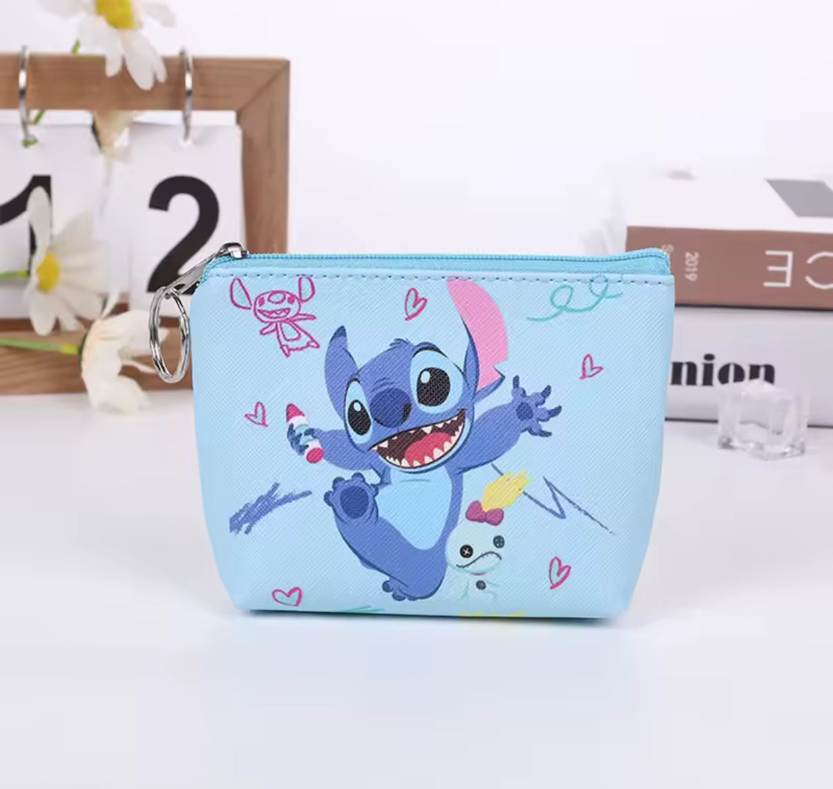 Disney Stitch Cartoon Anime Coin Purse Cute Coin Wallet for Boys / Girls Fashion Wallet Mini Bag Keychain Kids Gift - Perfect Litte Gift For Birthday & Christmas - 6 Different Designs