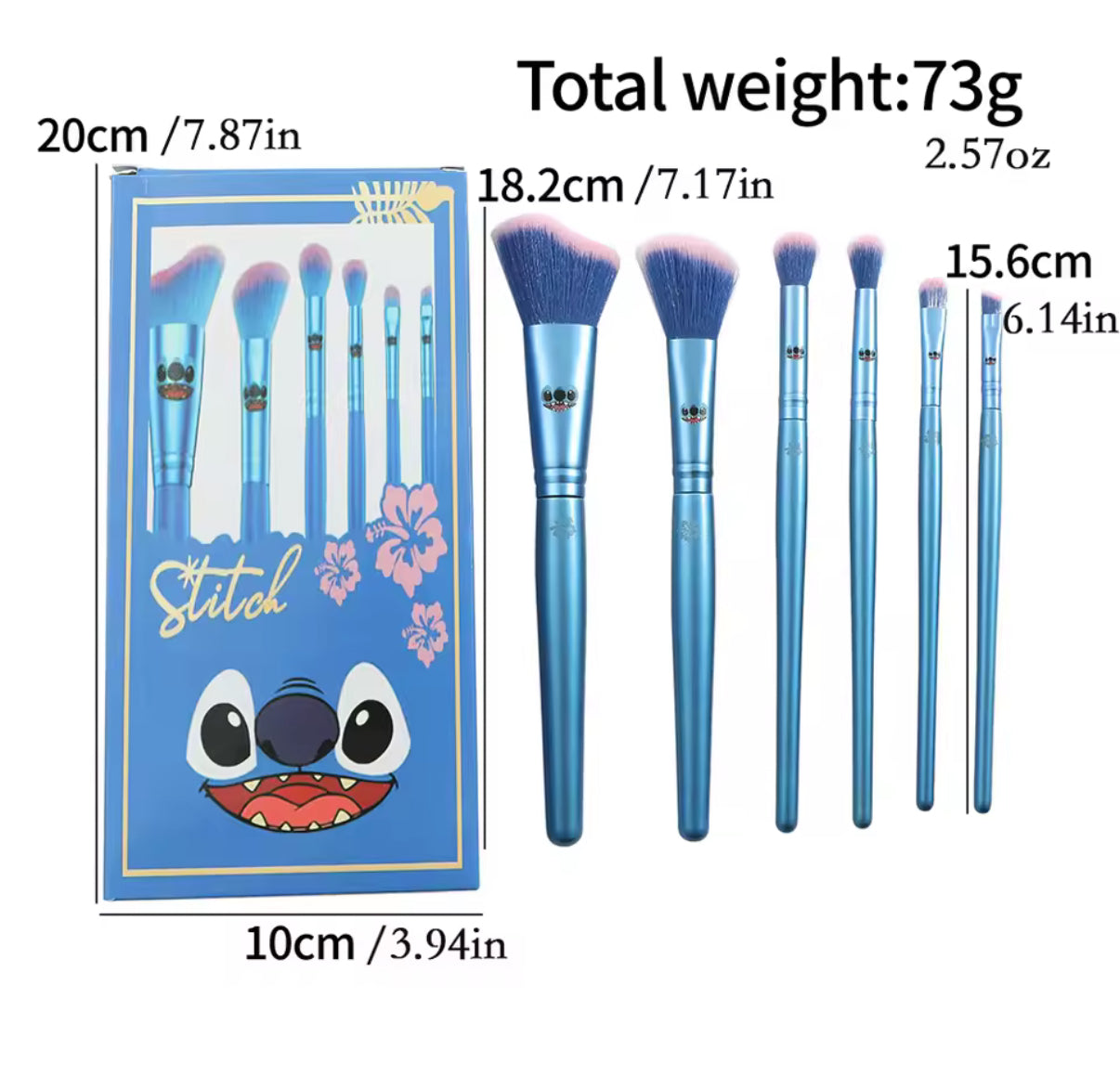 6Pcs Anime Cartoon Stitch Makeup Brush Set Y2K Fashion New Women's Wooden Eyeshadow Brush Loose Powder Brush - Gift for Girls / Women**