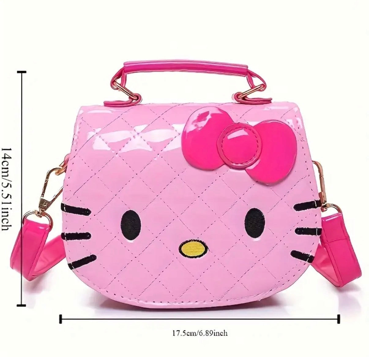 Sanrio for hello kitty Crossbody Bag - Cute Cartoon Waterproof Messenger for Boys & Girls, Adjustable Strap, Pink with Bow Design, Perfect for School, Travel & Daily Use, Cute Crossbody Bag, Gift for Girls, Playful Design, Secure Zipper Closure**