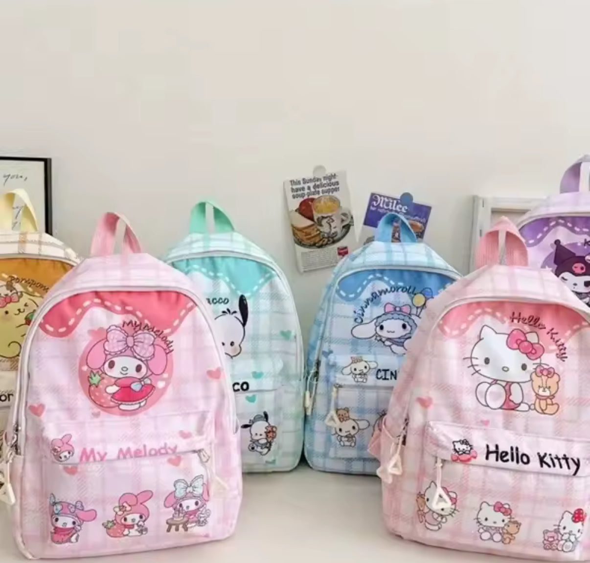 Sanrio Cartoon Backpack Hello Kitty / Kuku / Cinna School Bag Large Capacity Student Backpack For Kids Study - Perfect
Gift For Girls**