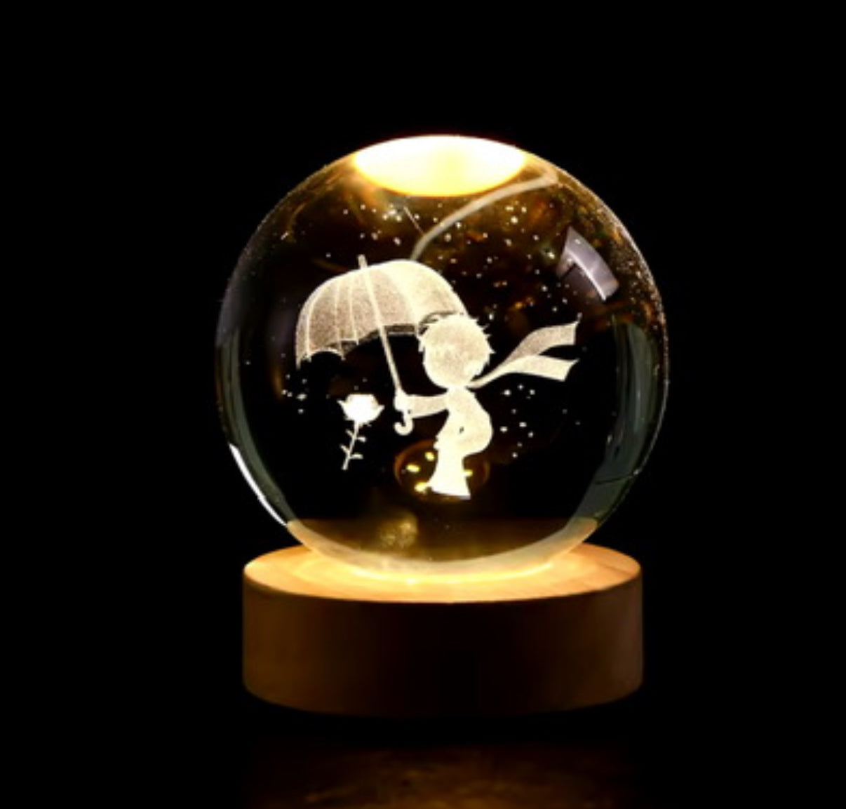 Cute 6cm 3D Crystal Ball Light - Night Light Laser Carving Children's / Kids Gifts - Many Different Designs - Perfect Little Gift For Birthday/Christmas