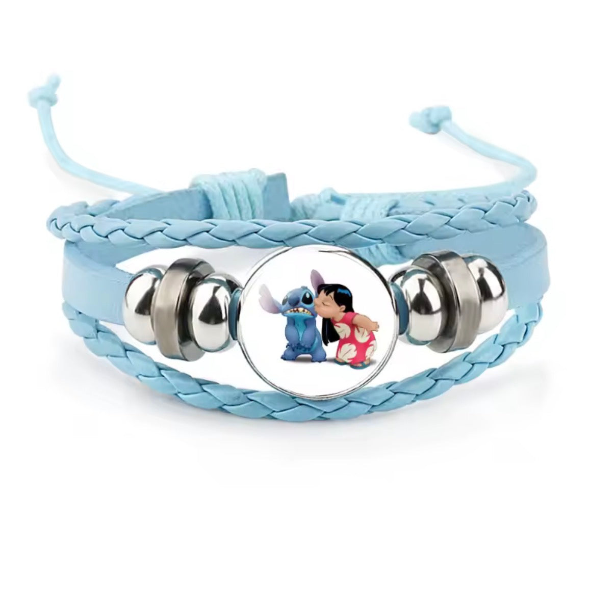 Disney Stitch - Handmade Woven Bracelet Sapphire Blue, Pink & Black Multilayer Cowhide Pendant Rope Bracelet - Animation Surrounding - Kids Birthday / Christmas Gift - 27 Various Designs