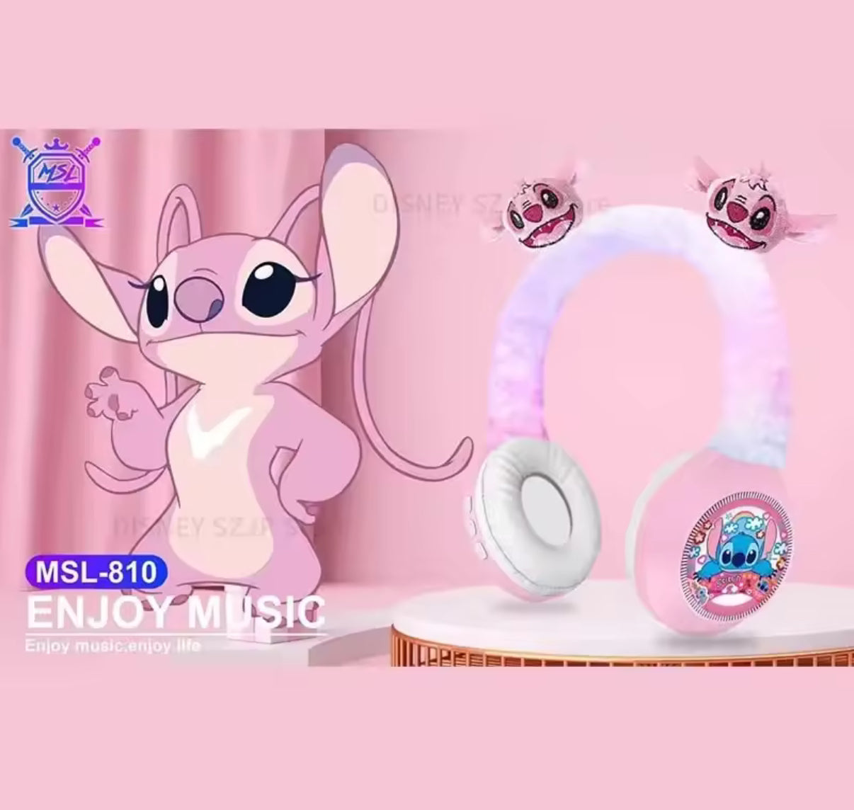 Disney Stitch Wireless Bluetooth Headphones MSL-810 HIFI Stereo Sound Plush Headsets with Mic Kids Gifts Anime Cartoon - Perfect Christmas Birthday Gift For Kids Audio*