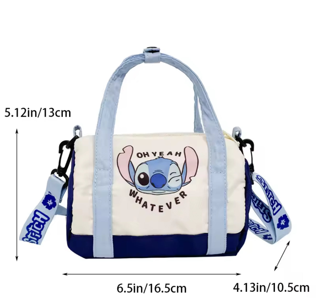 Stitch Canvas Bucket Bag Cute Cartoon Handbag Casual All-match Crossbody Bag Portable Anime Satchel Tote Women / Girls Fashion - Perfect for Outdoors & School