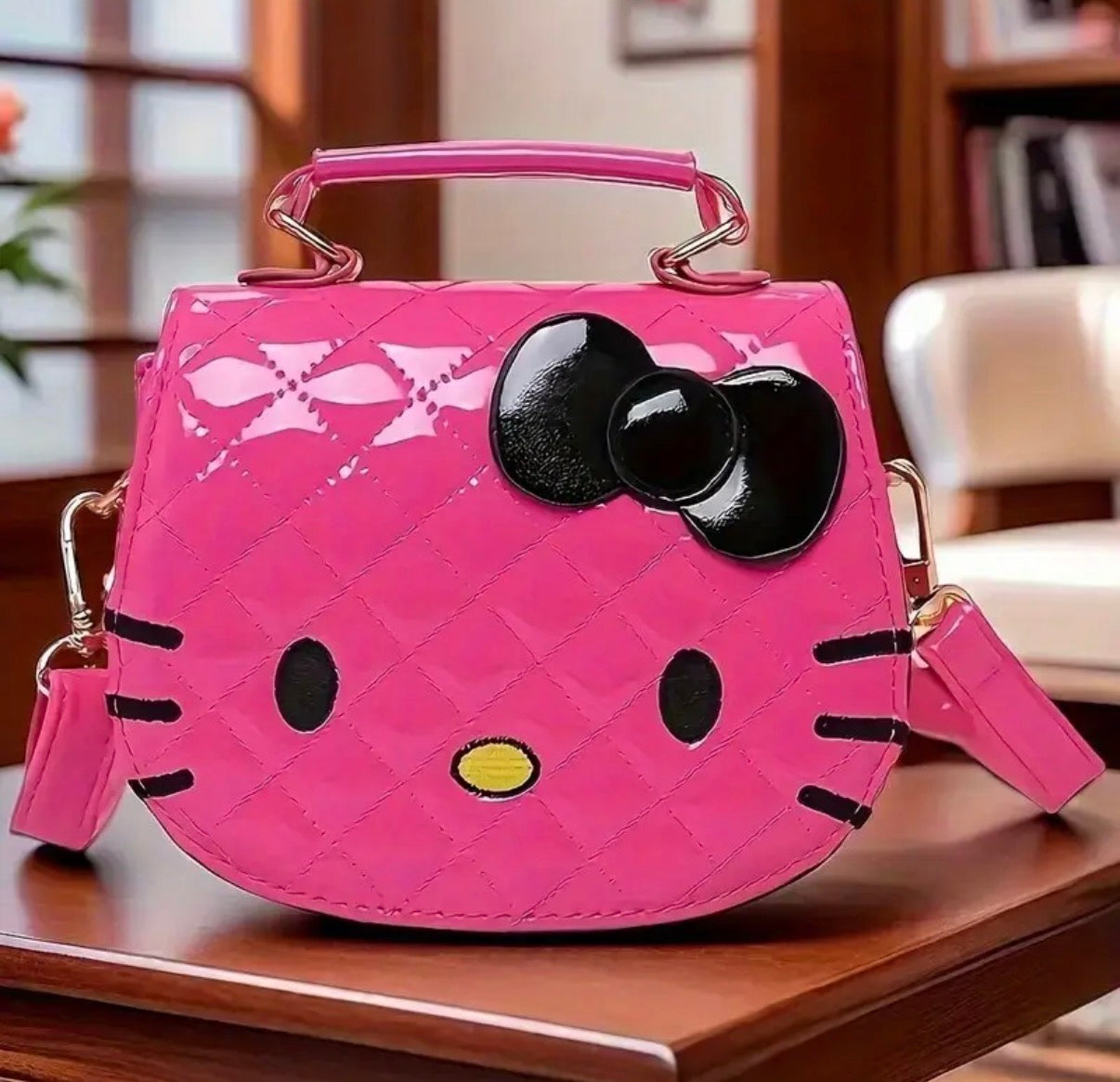 Sanrio for hello kitty Crossbody Bag - Cute Cartoon Waterproof Messenger for Boys & Girls, Adjustable Strap, Pink with Bow Design, Perfect for School, Travel & Daily Use, Cute Crossbody Bag, Gift for Girls, Playful Design, Secure Zipper Closure**