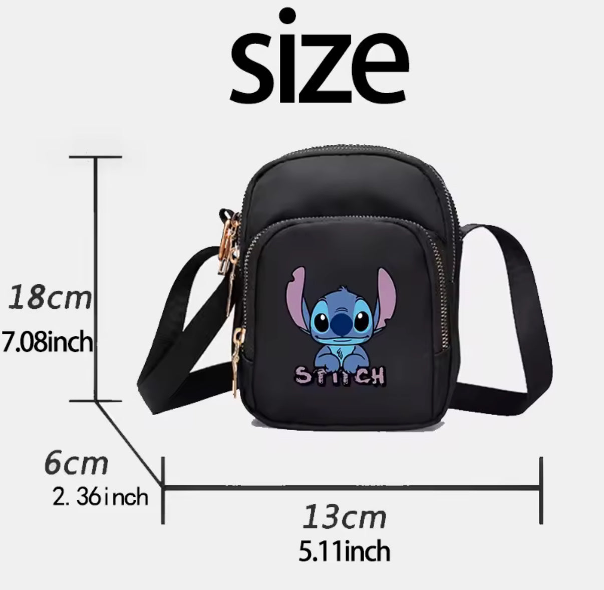Disney Stitch - Blue/Black/Pink Girls Boys / Women Bag - Cell Phone Purse Crossbody Shoulder Strap Handbag for Female Male Women's Bags Teenagers Underarm Bag - Perfect Christmas / Birthday Gift - Many Different Designs