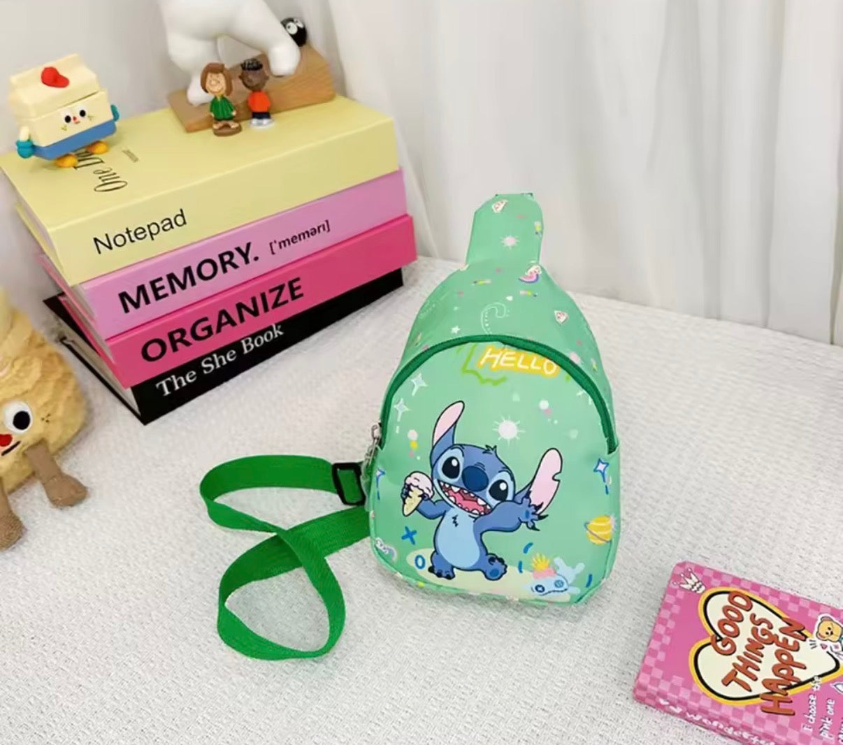 Disney Stitch Chest Bag - Cute Mini Outdoor School / Travel Shoulder Bag For Boys &
Girls - Children’s Zipper Waist Bag Kawaii Gift - Available in 13
Different Colours & Designs