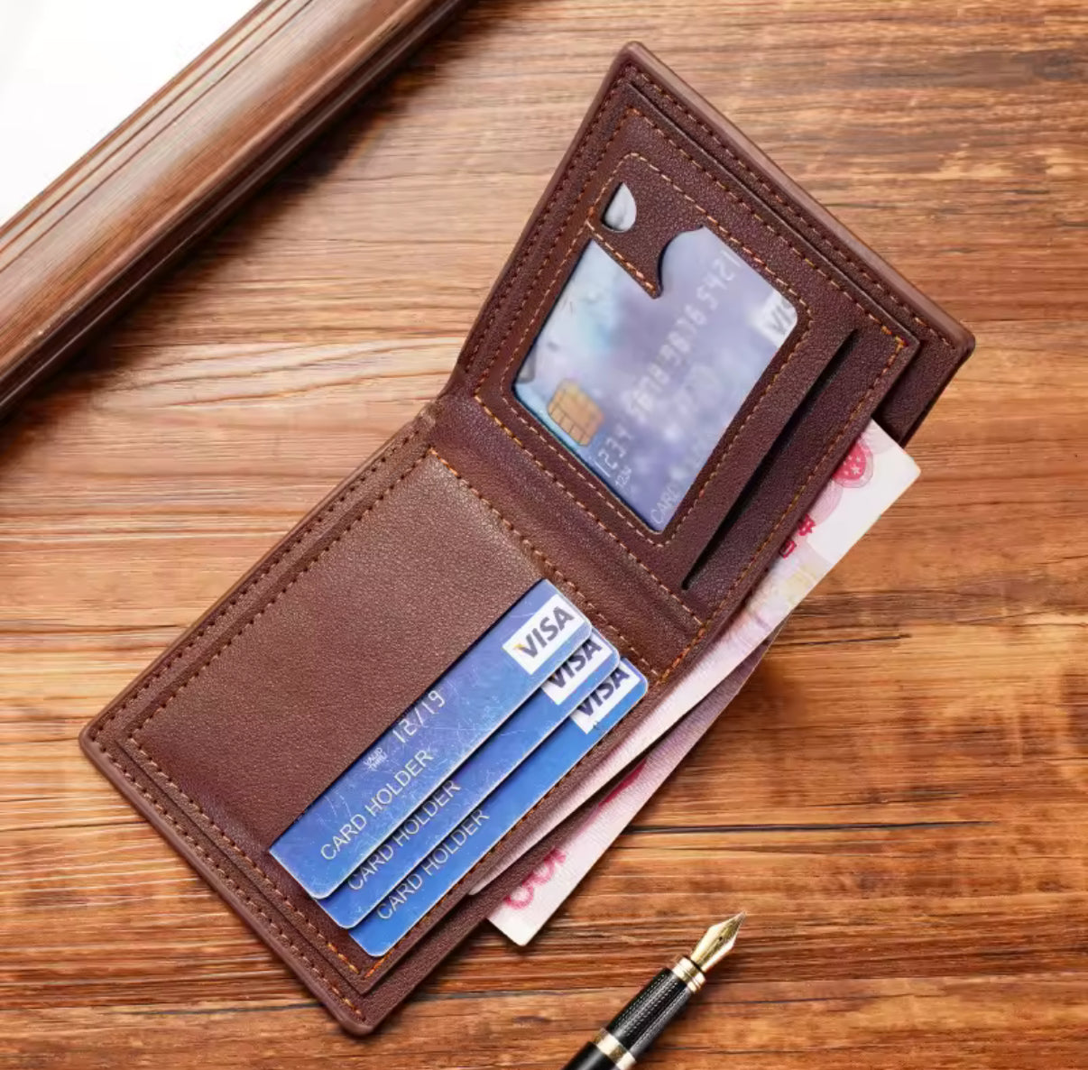 Men Short Bifold Faux Leather - Credit ID Card Holder - Wallet - Notes-fold Wallet - Clutch Solid Business Slim
Wallet - Perfect Gift For Him