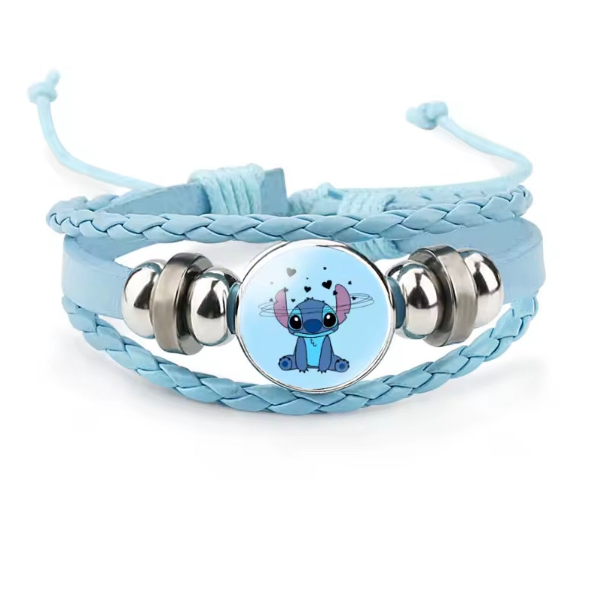 Disney Stitch - Handmade Woven Bracelet Sapphire Blue, Pink & Black Multilayer Cowhide Pendant Rope Bracelet - Animation Surrounding - Kids Birthday / Christmas Gift - 27 Various Designs