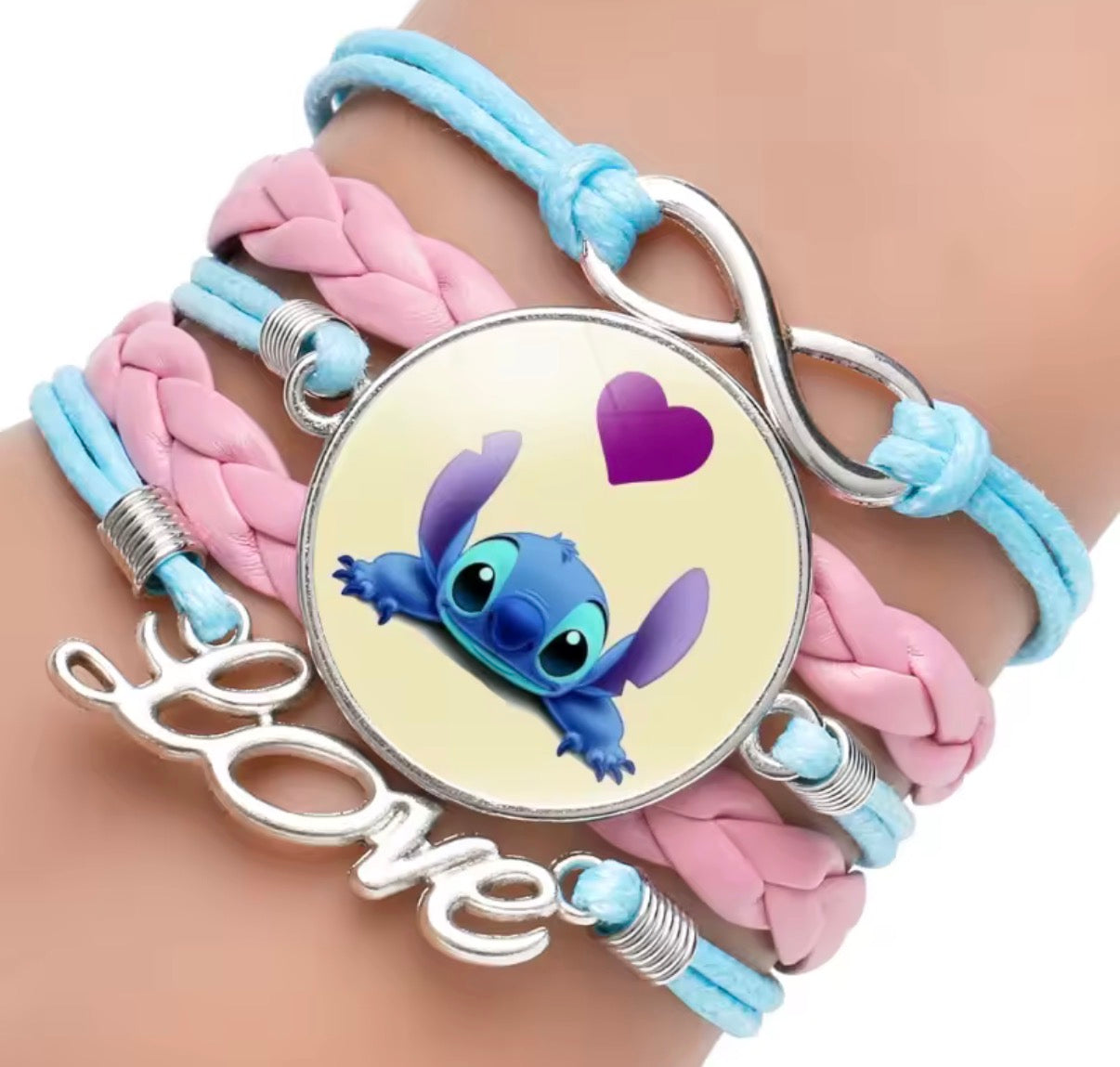 Disney Lilo & Stitch - Handmade Pendant Double Rope Bracelet - Girl Cartoon Telescopic Bracelet - Perfect Kids Birthday / Christmas Gift - Many Different Designs & Colours