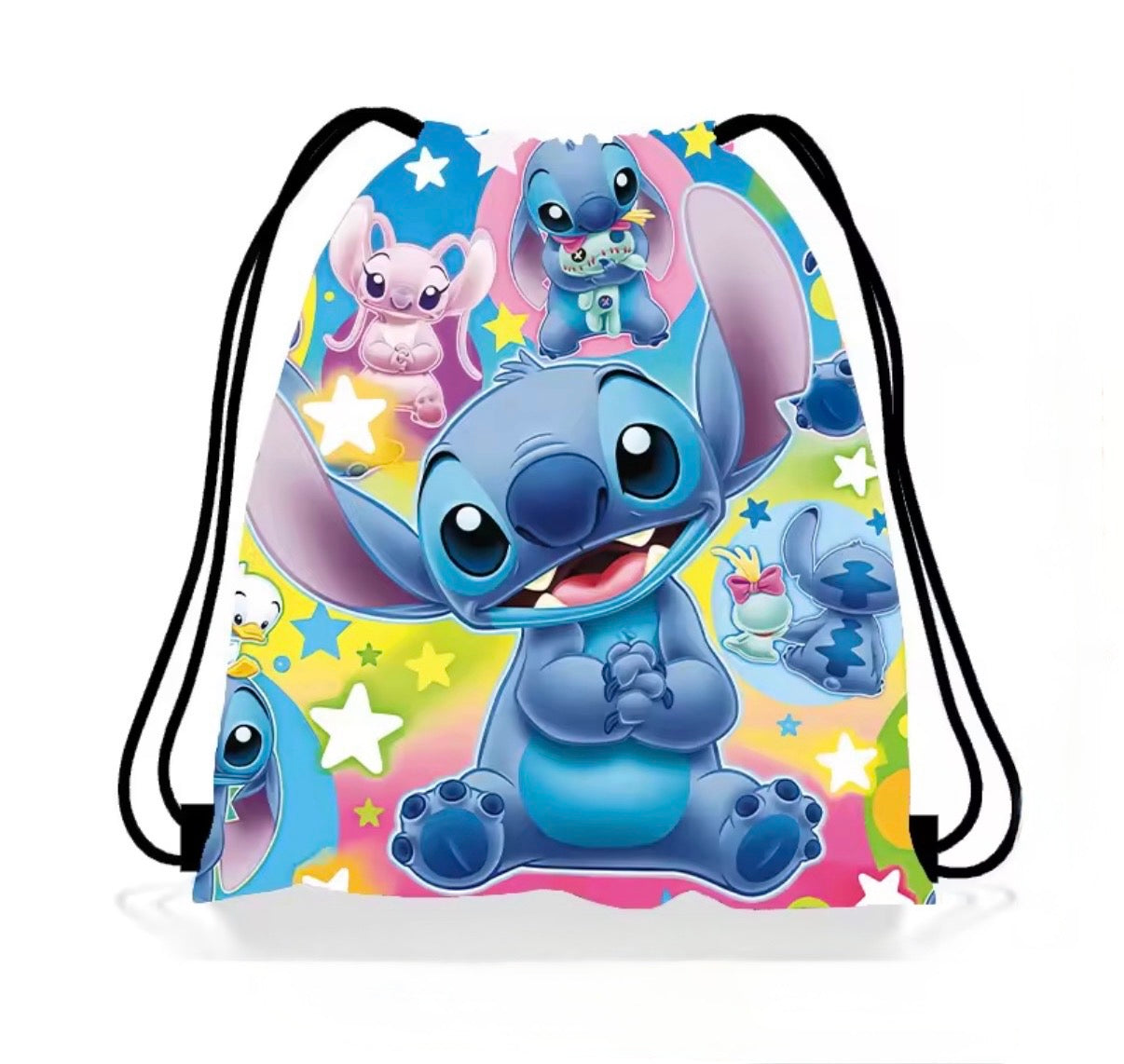Disney Anime Stitch Non-Woven Drawstring Bag - Kawaii Lilo & Stitch / Angel - Birthday Party Gift Bag - School / Travel Bag - Children’s Shoulder Storage Bag Gifts