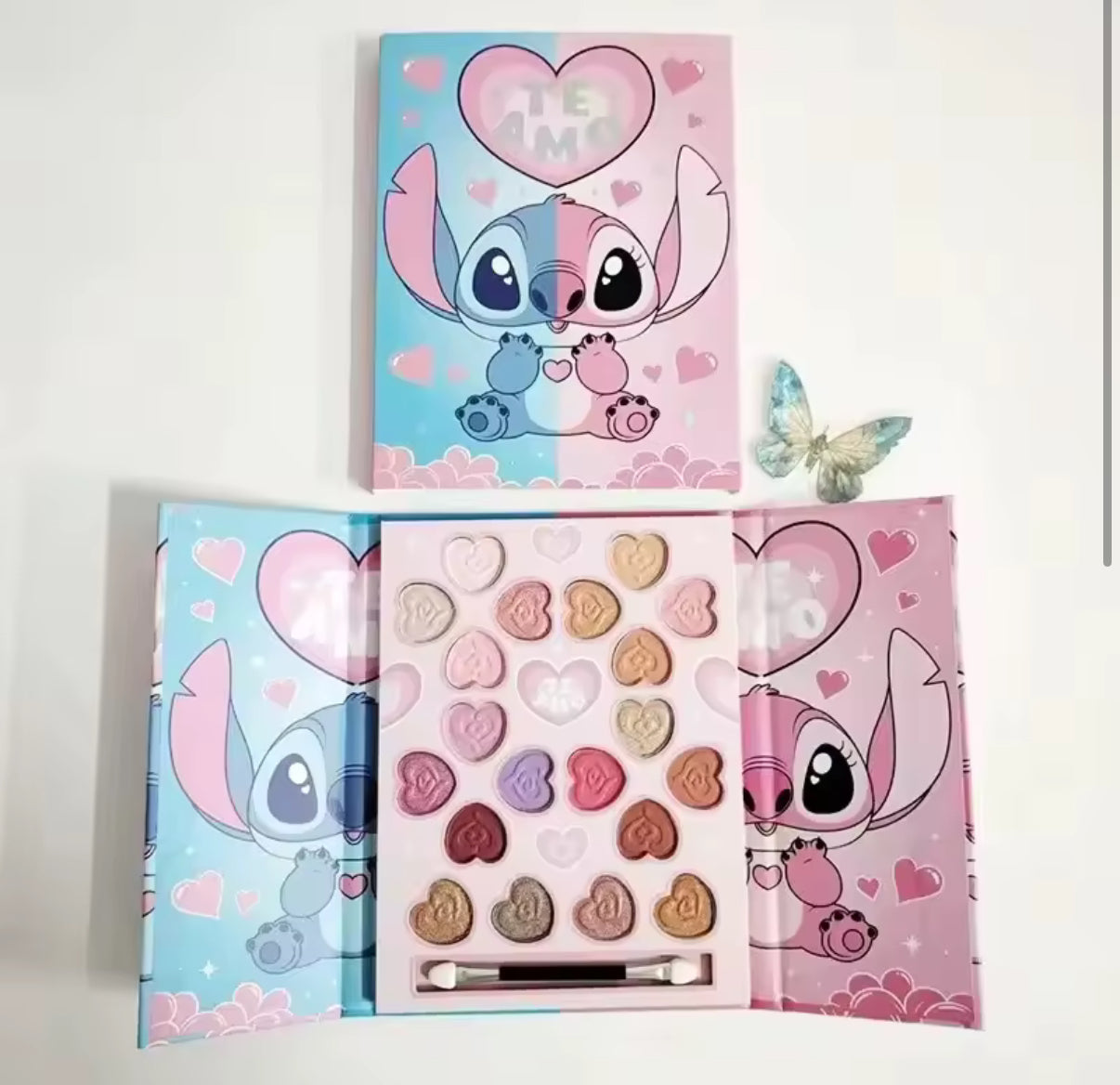 Stitch / Angel 20 Colour Eye Shadow Palette Box Gift Set - Kawaii Cartoon Matte Pearly Glitter Waterproof Lasting Eyeshadow Set For Girls - Perfect Gift**
