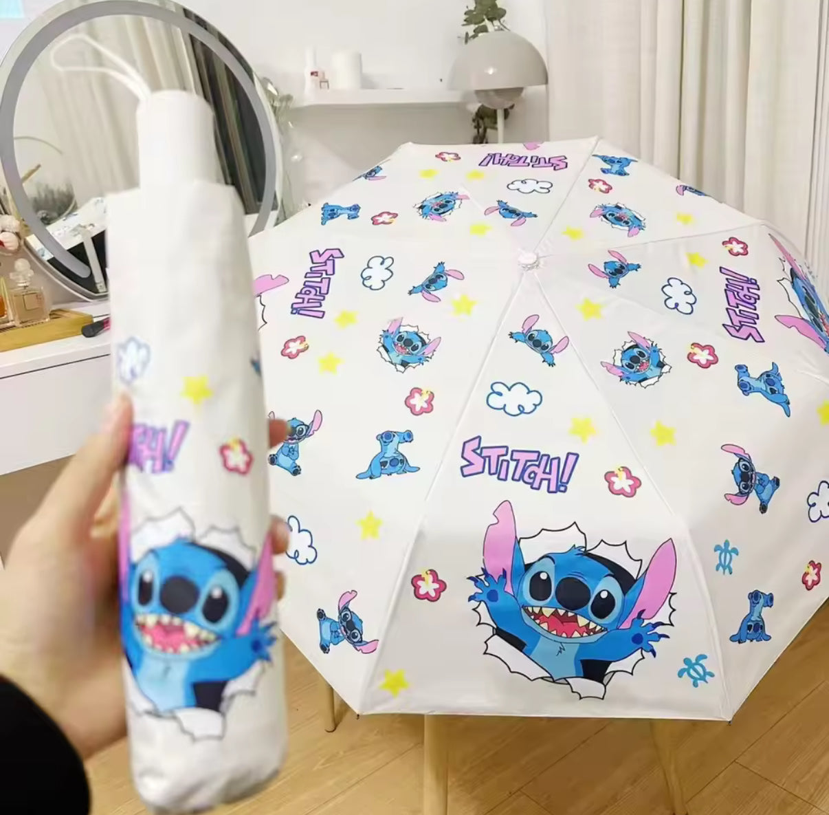 Disney Cartoon Stitch Umbrella Folding Fully Automatic Sun
Umbrella Sun and Rain Dual Use Sun and UV Protection - Anime / Kawaii - Perfect Birthday / Christmas Gift