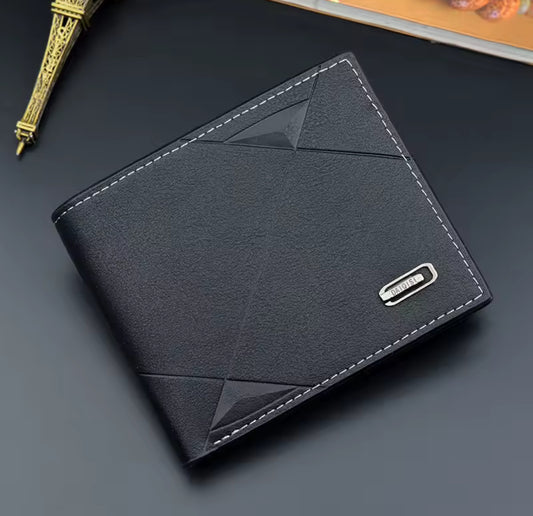 Men Short Bifold Faux Leather - Credit ID Card Holder - Wallet - Notes-fold Wallet - Clutch Solid Business Slim
Wallet - Perfect Gift For Him