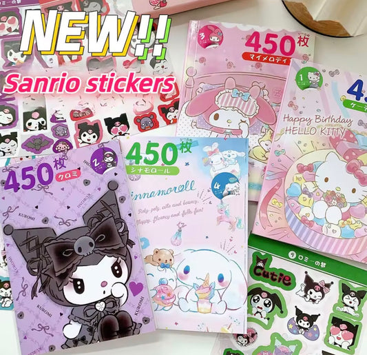 450Pcs Sanrio Hello Kitty Sticker Book, My Melody, Kuromi, Cinnamoroll & Pochacco Cartoon Sticker Book- Decoration Stickers For Girls Gifts - Perfect Gift For Christmas/ Birthday**
