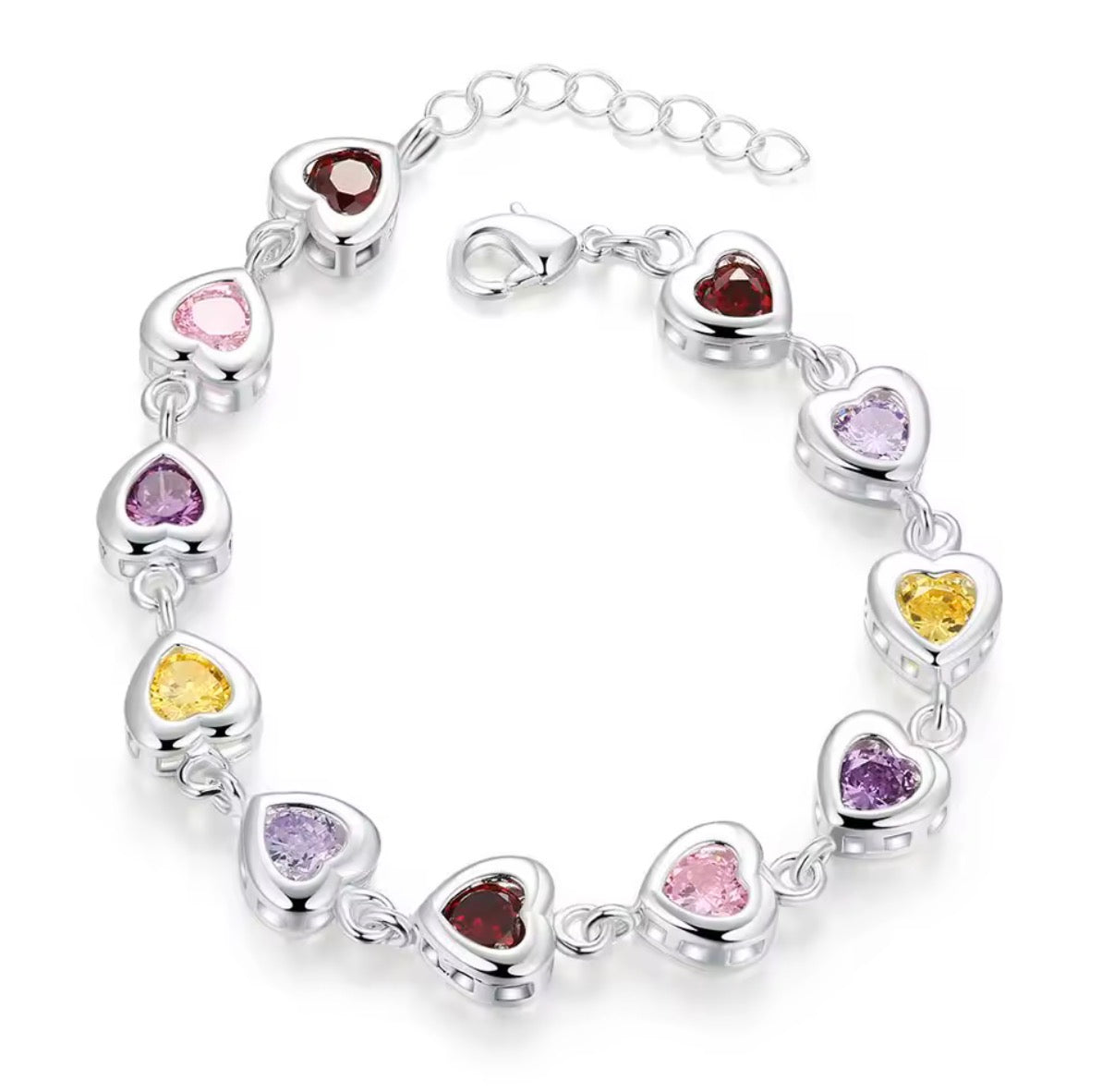 Elegant Charm Heart Bracelet - 20cm Chain - Beautiful Crystal Stone Drop Jewellery - Silver Colour Fashion For Women Wedding Cute - Perfect Christmas / Christmas Gift - With Gift Box