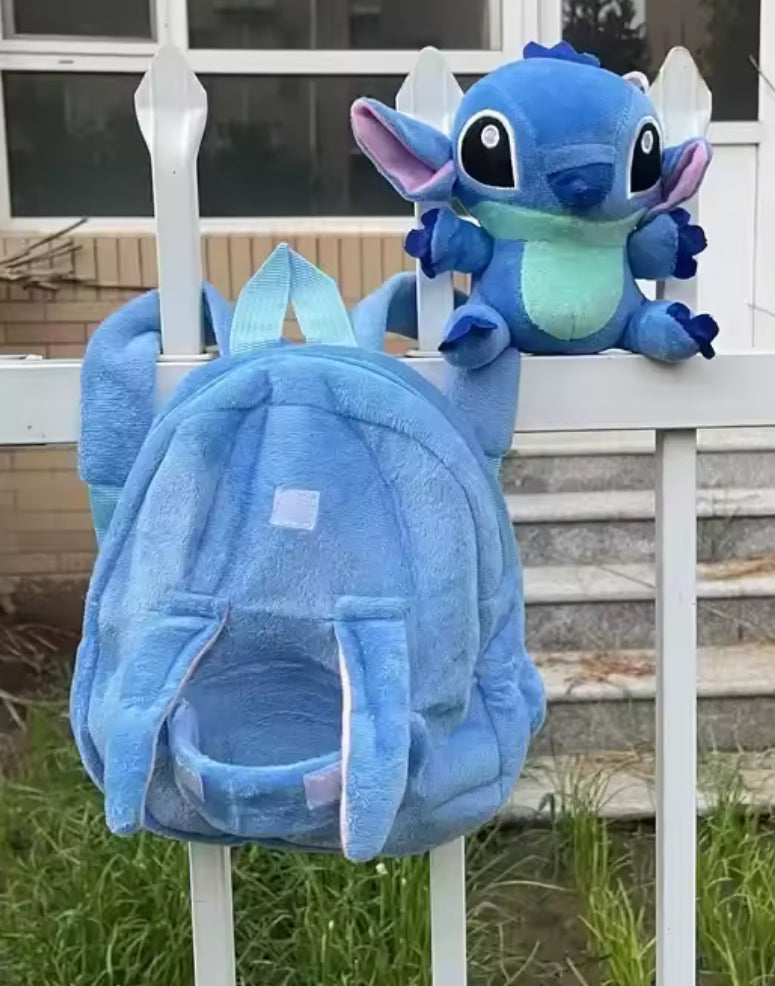 Stitch 25cm Plush Backpack With Detachable Plush Toy - Cartoon Anime - Stitch Stuffed Cartoon Kids Shoulder Bag - Kawaii Cosplay Cute Soft for Birthday Gifts