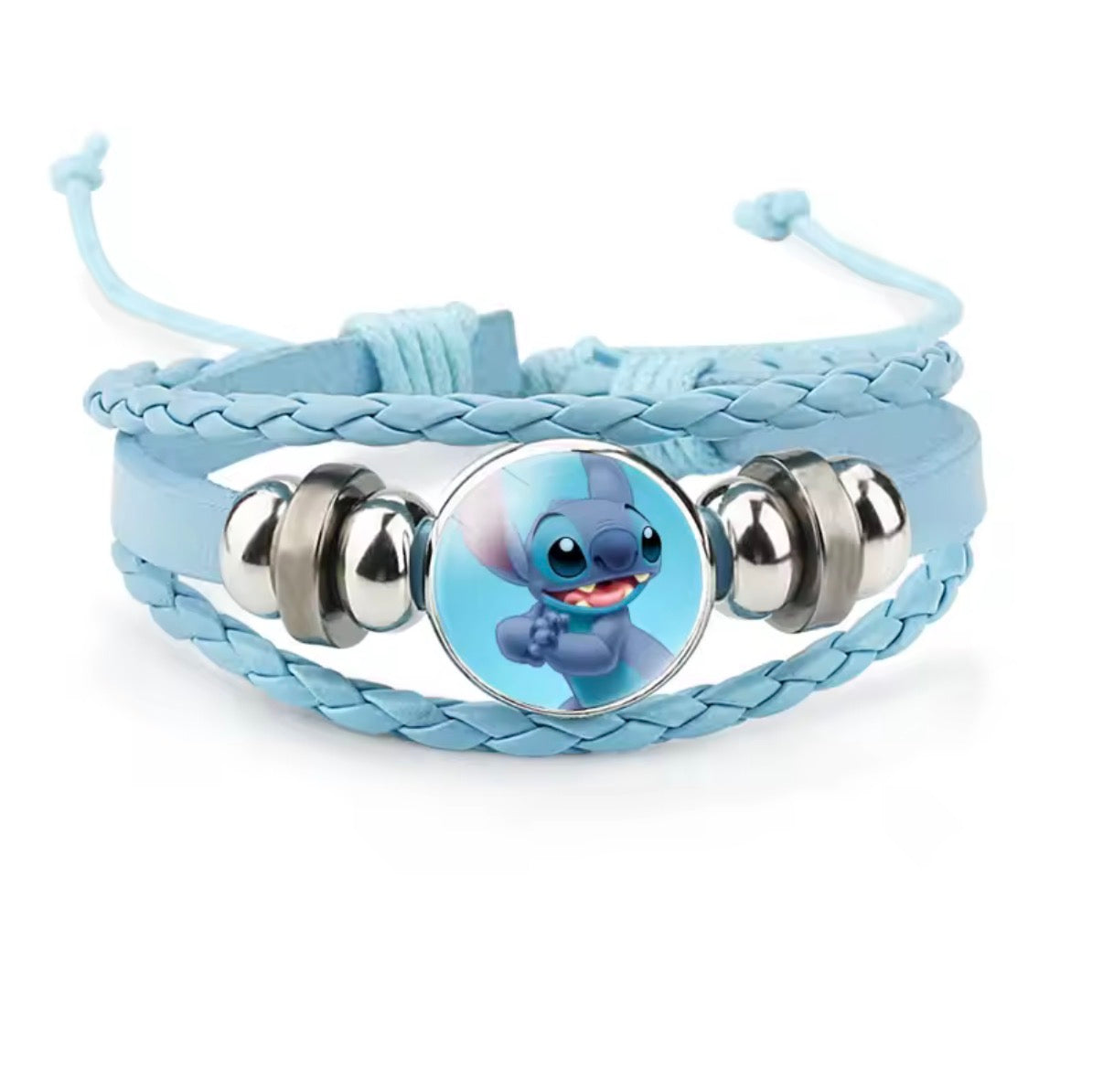 Disney Stitch - Handmade Woven Bracelet Sapphire Blue, Pink & Black Multilayer Cowhide Pendant Rope Bracelet - Animation Surrounding - Kids Birthday / Christmas Gift - 27 Various Designs
