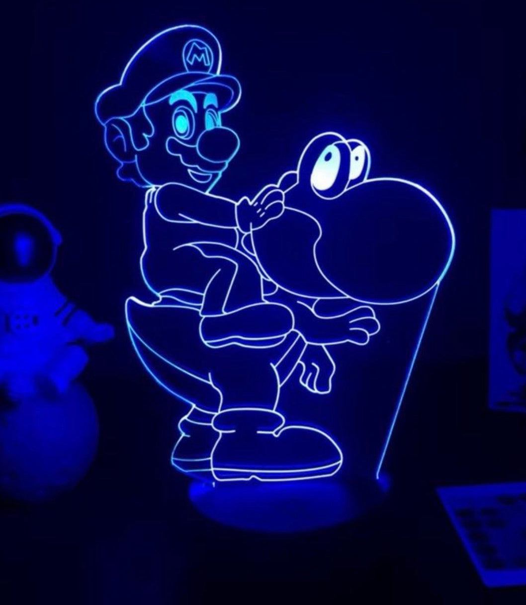 Mario / Yoshi 3D Illusion LED Night Light 16 Colours Gradual Changing Touch Switch USB Table Lamp for Holiday Gifts or Home Decorations**