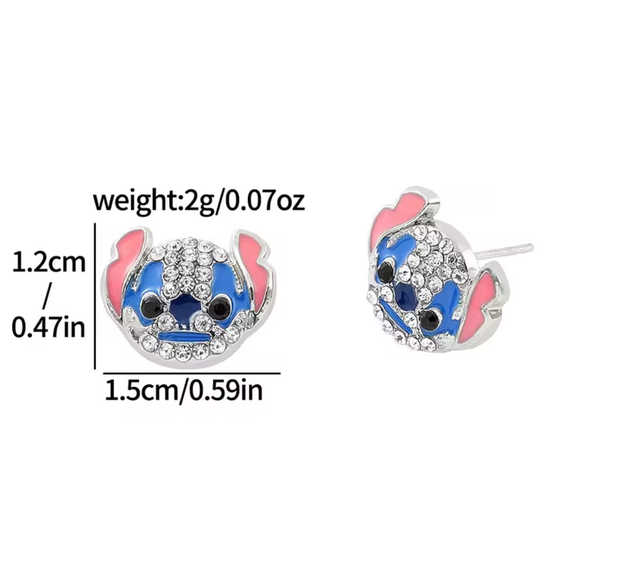 Disney 1pair Cartoon Stitch Ear Studs Kawaii Stitch Diamante Metal Earrings
Delicate Female/Girls Jewellery Accessories - Perfect
Birthday / Christmas Gift - With Giftbox