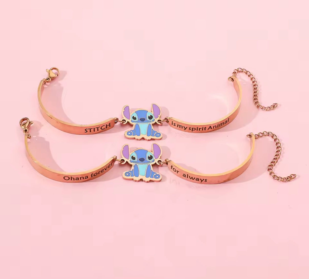 Stitch Gold Coloured Stainless Steel Lettering Link
Bracelet / Bangle for Women / Girls with Stitch Pendant - Cartoon / Anime - Perfect Birthday or Christmas Gift - With Gift Box