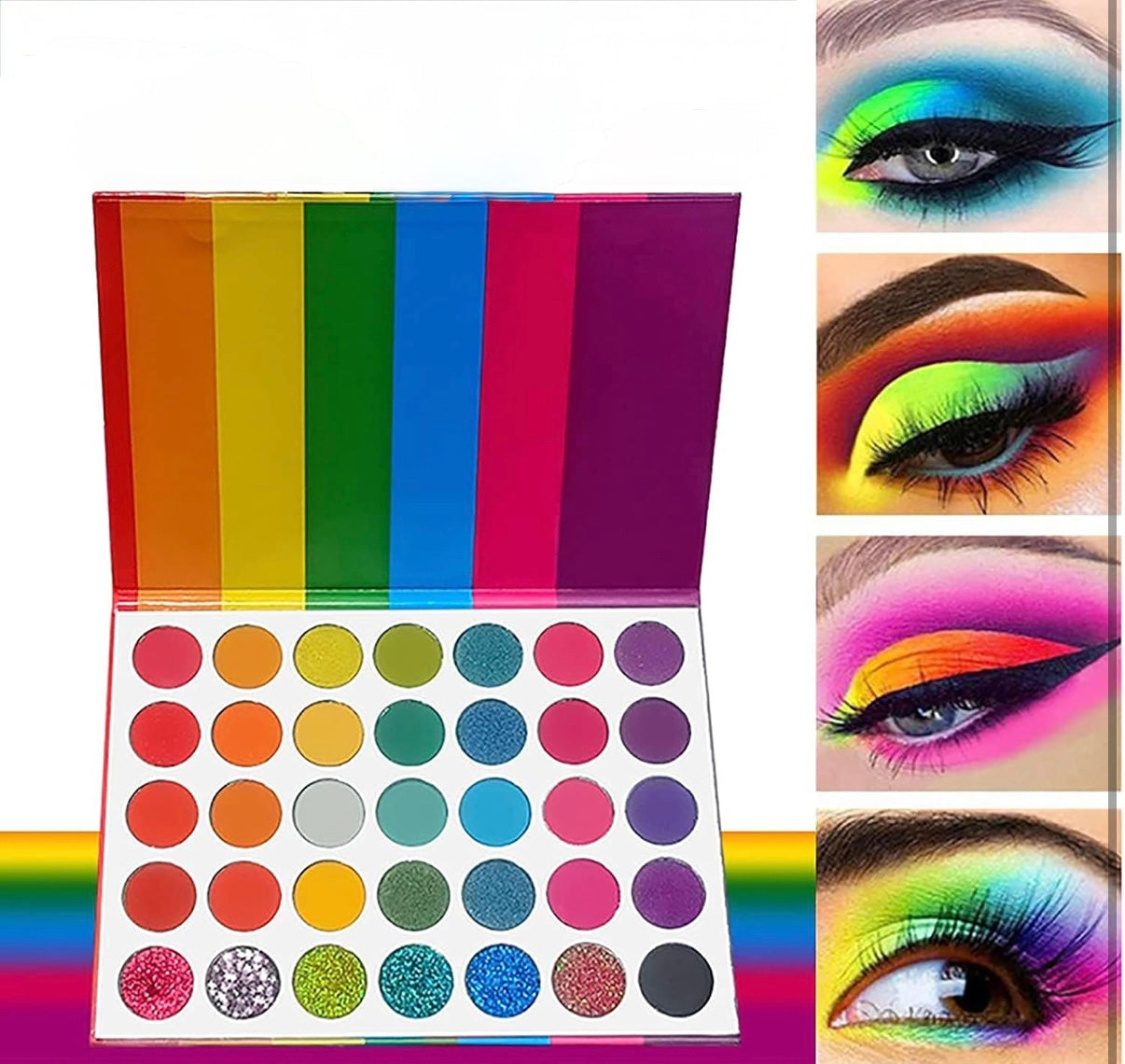 Rainbow Eyeshadow Palette - 35 Colours Eye Shadow Palette - Matte And Shimmers Makeup Palette, Blendable Waterproof Eye Shadow**