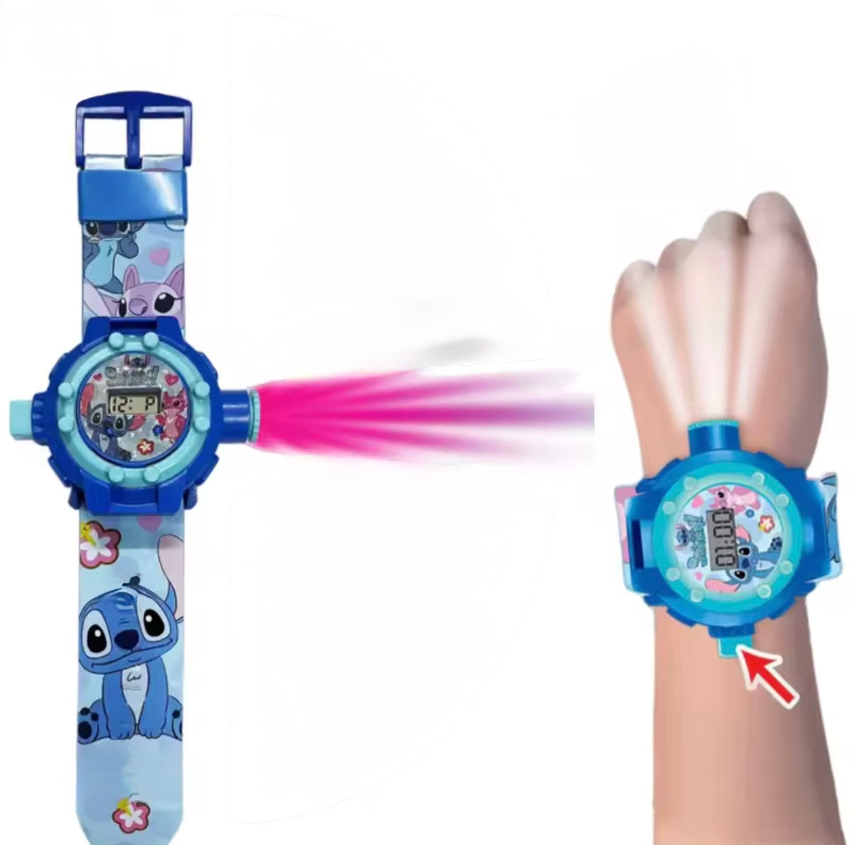 Stitch Children's Projector Watch With keychain - Cartoon Stitch Anime - Girls/Boys - Flash Electronic kid Toy - Perfect Stocking Filler For Christmas - Birthday Gift