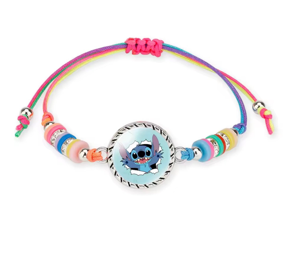 Disney Lilo & Stitch / Angel Anime Bracelet Cartoon Lilo & Stitch Adjustable Rope Rainbow Coloured Beads Pendant Cute Wristand - Accessories Kids Toys Girls Bracelet Christmas Party Gift -
19 Different Designs
Stitch