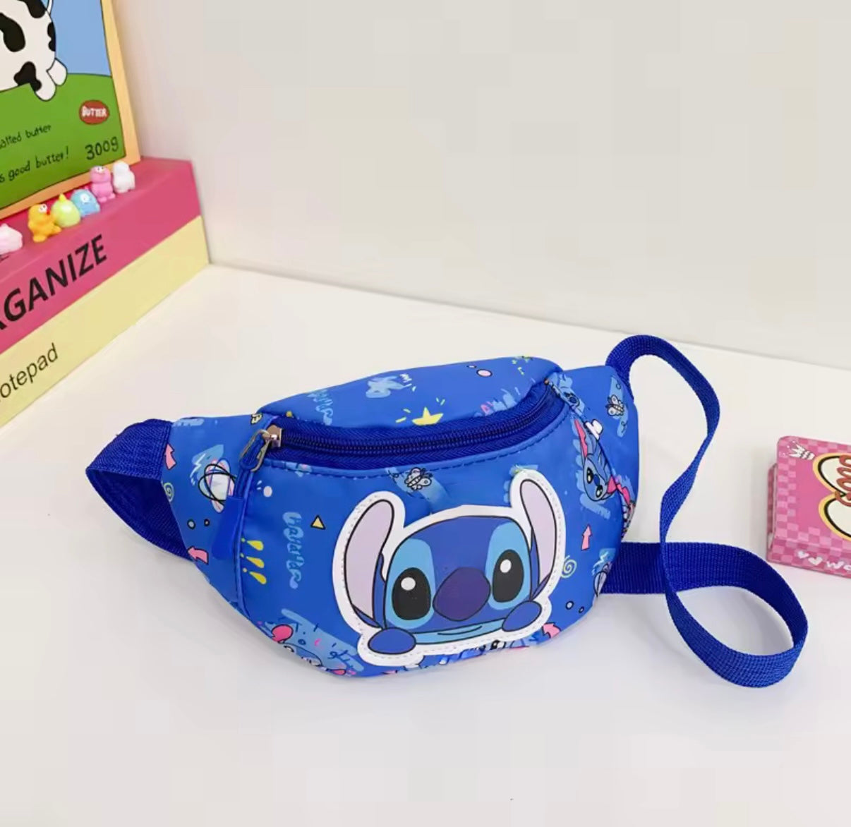 Anime Stitch Children's Crossbody Bag Cartoon Pink & Blue Stitch Shoulder Bag - Chest Bag Of Boys & Girl's - Perfect For Travel & School - Birthday / Christmas Gift