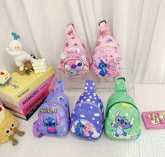 Disney Stitch Chest Bag - Cute Mini Outdoor School / Travel Shoulder Bag For Boys &
Girls - Children’s Zipper Waist Bag Kawaii Gift - Available in 13
Different Colours & Designs