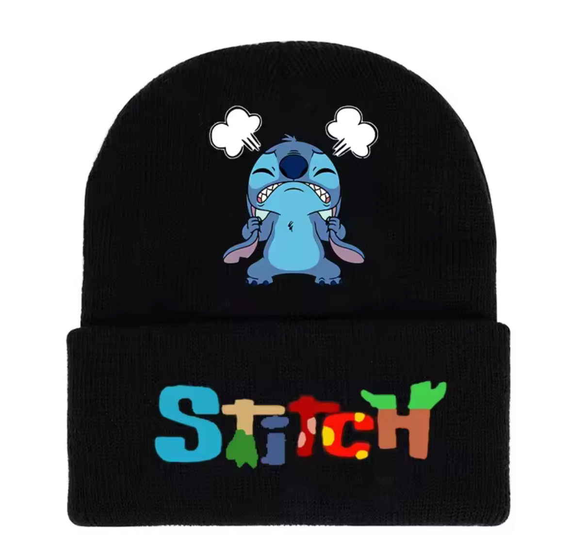 Disney Stitch / Angel Knitted Hat & Glove Set - Kids Autumn / Winter Warm Black Fishnet Mittens - Anime Figure Cartoon Headgear - Decoration - Gifts