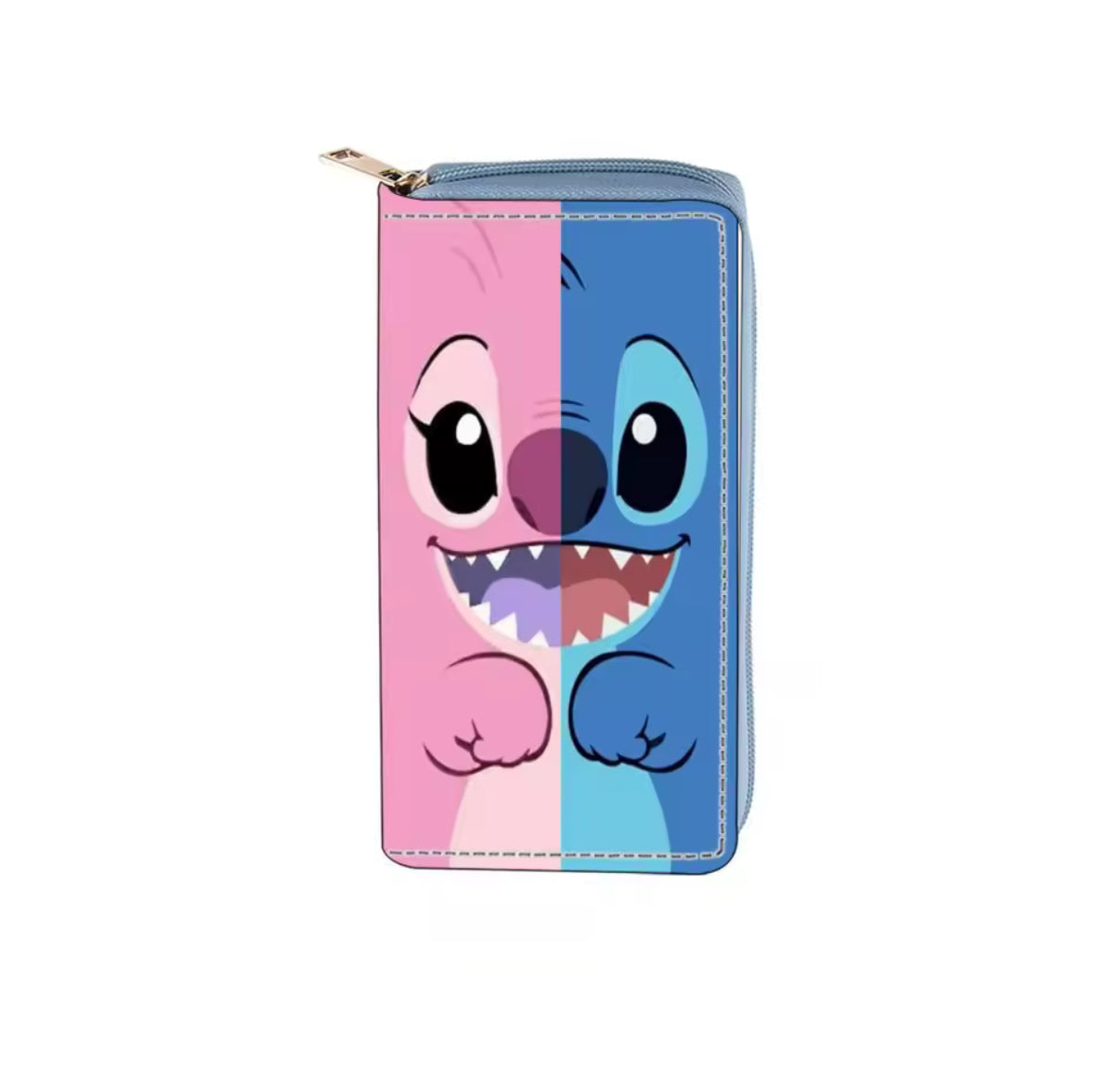 Disney Stitch Long Wallet For Girls / Boys - Coin Purse Card Holder Organiser - Clutch Anime  PU Leather Zipper Purse / Wallet