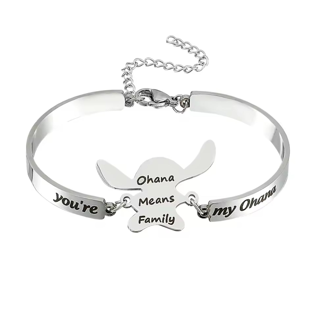 Stitch Anime / Cartoon - Ohana Means Family Anime
Bracelet - Stainless Steel Jewellery - Cute Bracelets Gift for Girl / Woman - Silver & Rose Gold Coloured