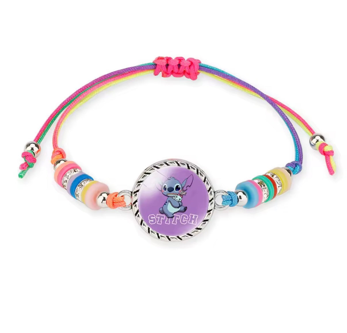 Disney Lilo & Stitch / Angel Anime Bracelet Cartoon Lilo & Stitch Adjustable Rope Rainbow Coloured Beads Pendant Cute Wristand - Accessories Kids Toys Girls Bracelet Christmas Party Gift -
19 Different Designs
Stitch