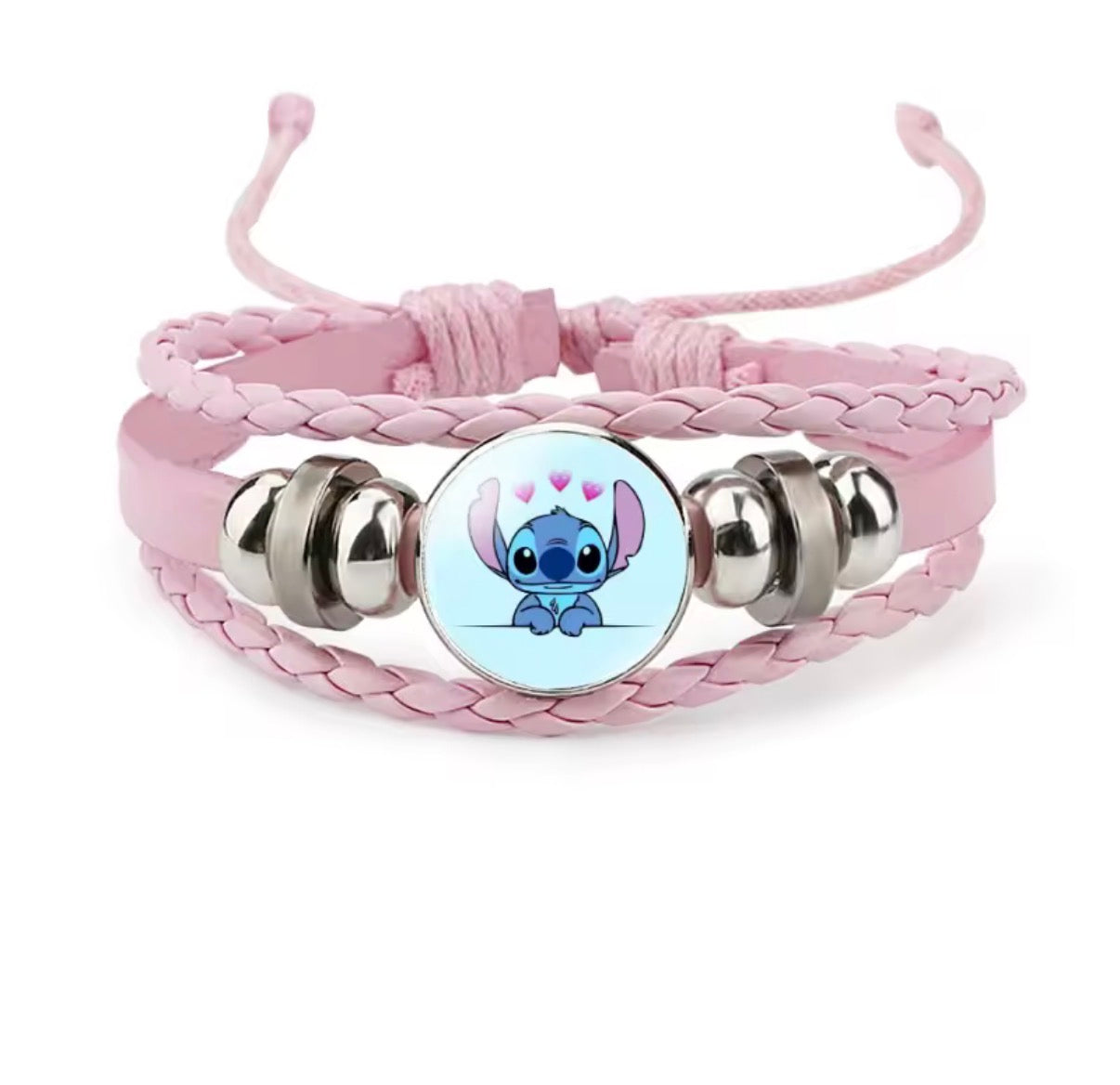 Disney Stitch - Handmade Woven Bracelet Sapphire Blue, Pink & Black Multilayer Cowhide Pendant Rope Bracelet - Animation Surrounding - Kids Birthday / Christmas Gift - 27 Various Designs