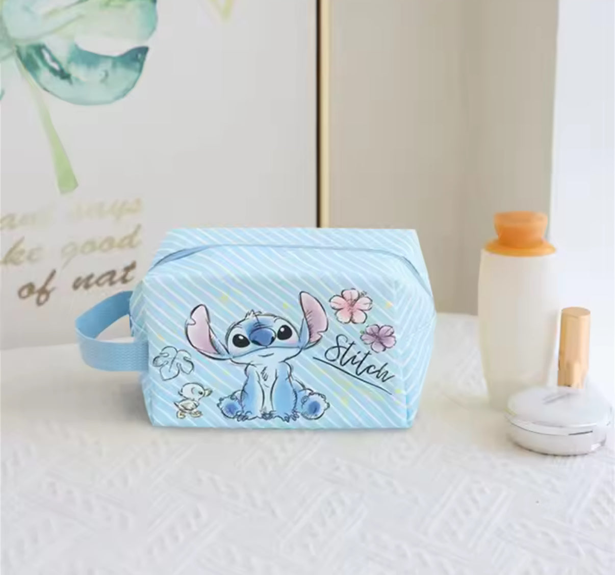 Disney Anime Stitch Cosmetic Bag Kawaii Lilo & Stitch Cartoon Large Capacity Makeup Bag Girl / Women Portable Handbag - Perfect Birthday / Christmas Gift For Girls