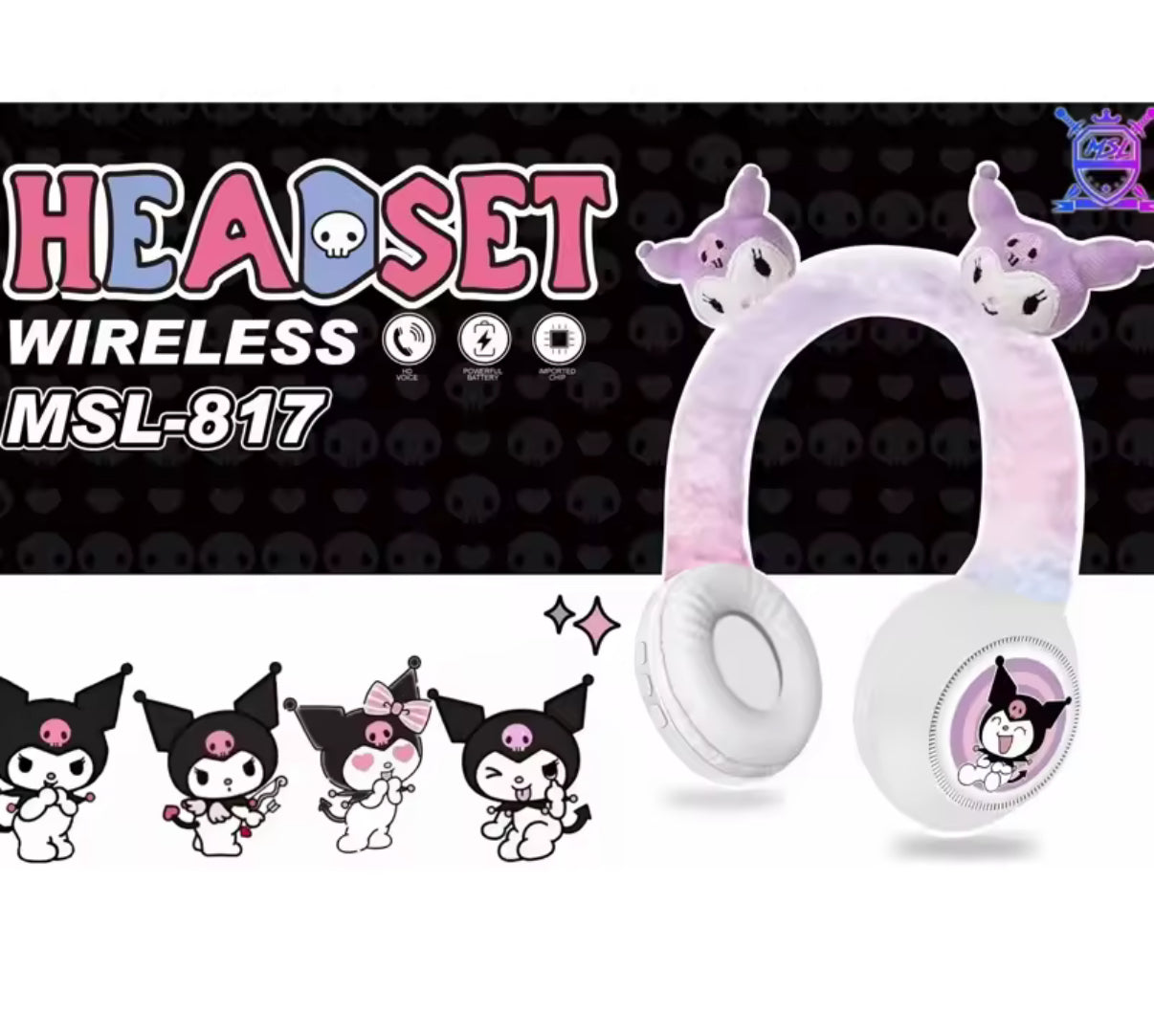 Sanrio Kuku Black / White Wireless Bluetooth
Headphones HIFI Stereo Plush Headphones with Microphone
Children's Gifts Anime Cartoon - Perfect Birthday / Christmas Gift**