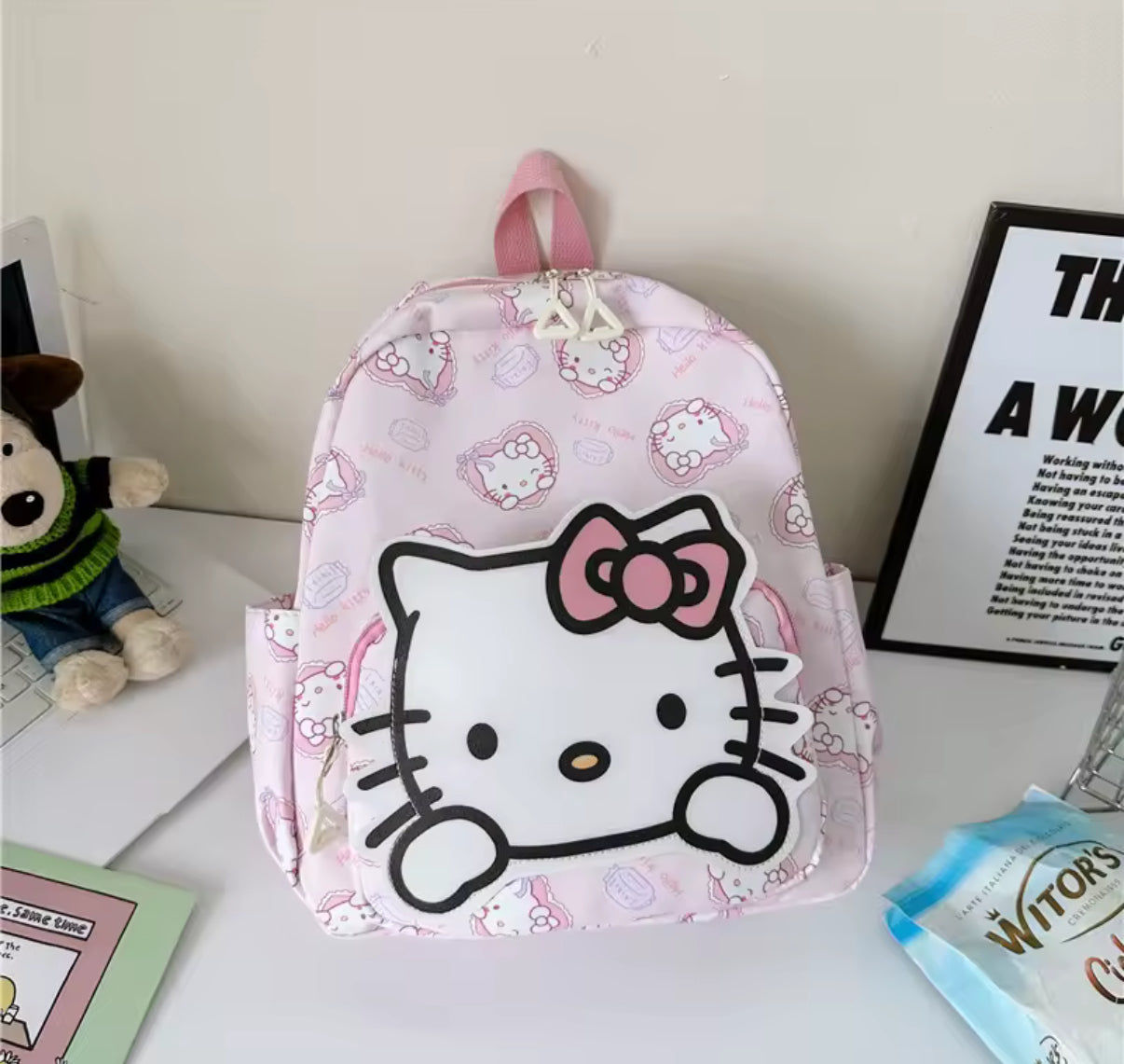 Sanrio Kids / Girls School Bag Backpack - Hello Kitty Backpack Student School Supplies - High Capacity Double Shoulder Bag**
