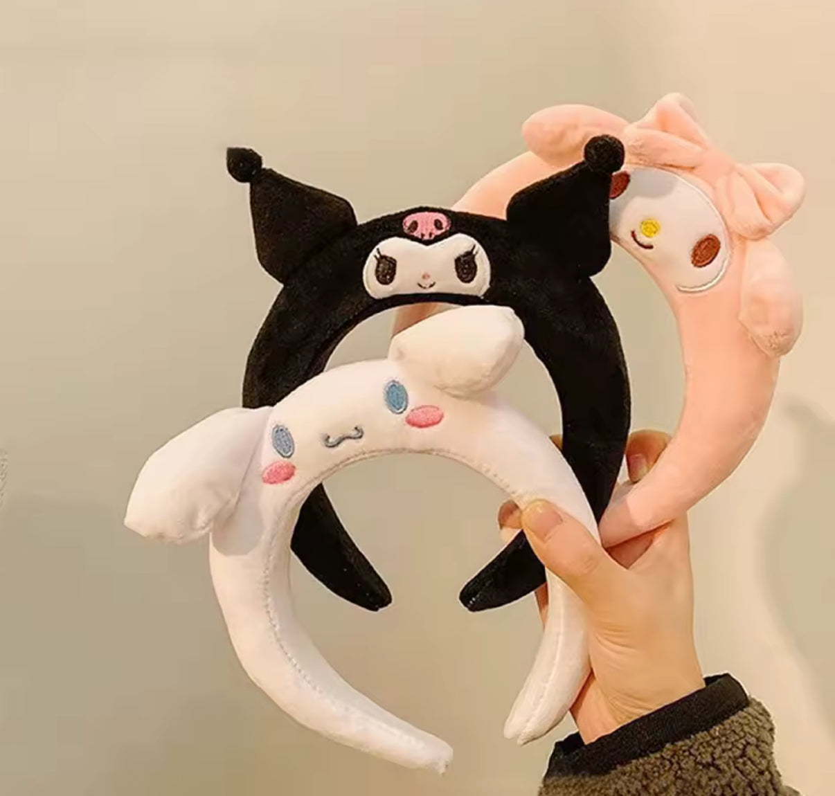 Sanrio Kawaii Headband My Melody, Kuromi, Cinnamoroll,Pompom Purin - Hair Accessories - Anime Cute Cartoon Plush Headdress - Girls Gift