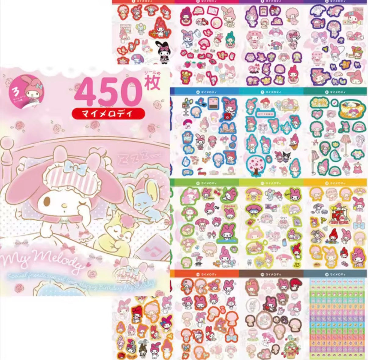 450Pcs Sanrio Hello Kitty Sticker Book, My Melody, Kuromi, Cinnamoroll & Pochacco Cartoon Sticker Book- Decoration Stickers For Girls Gifts - Perfect Gift For Christmas/ Birthday**