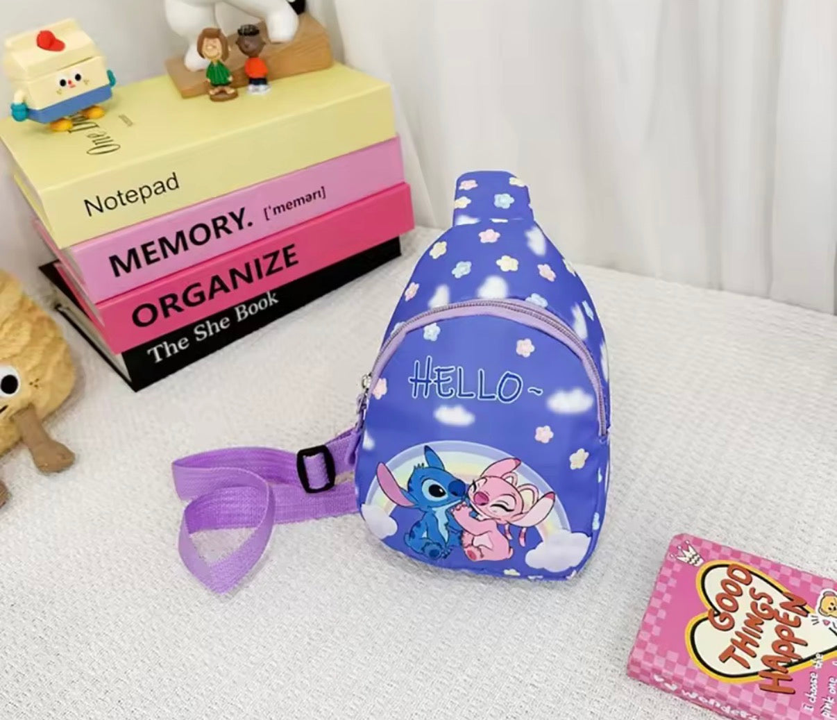 Disney Stitch Chest Bag - Cute Mini Outdoor School / Travel Shoulder Bag For Boys &
Girls - Children’s Zipper Waist Bag Kawaii Gift - Available in 13
Different Colours & Designs