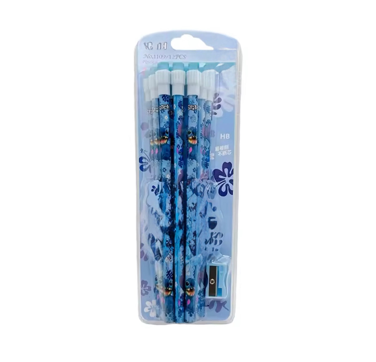 12pcs Stitch Cute Cartoon HB Pencils, 12 Pencils & 1 Pencil Roller Stationery Box Set & Pencil Sharpener, Writing & Drawing - Perfect Christmas / Birthday Gift