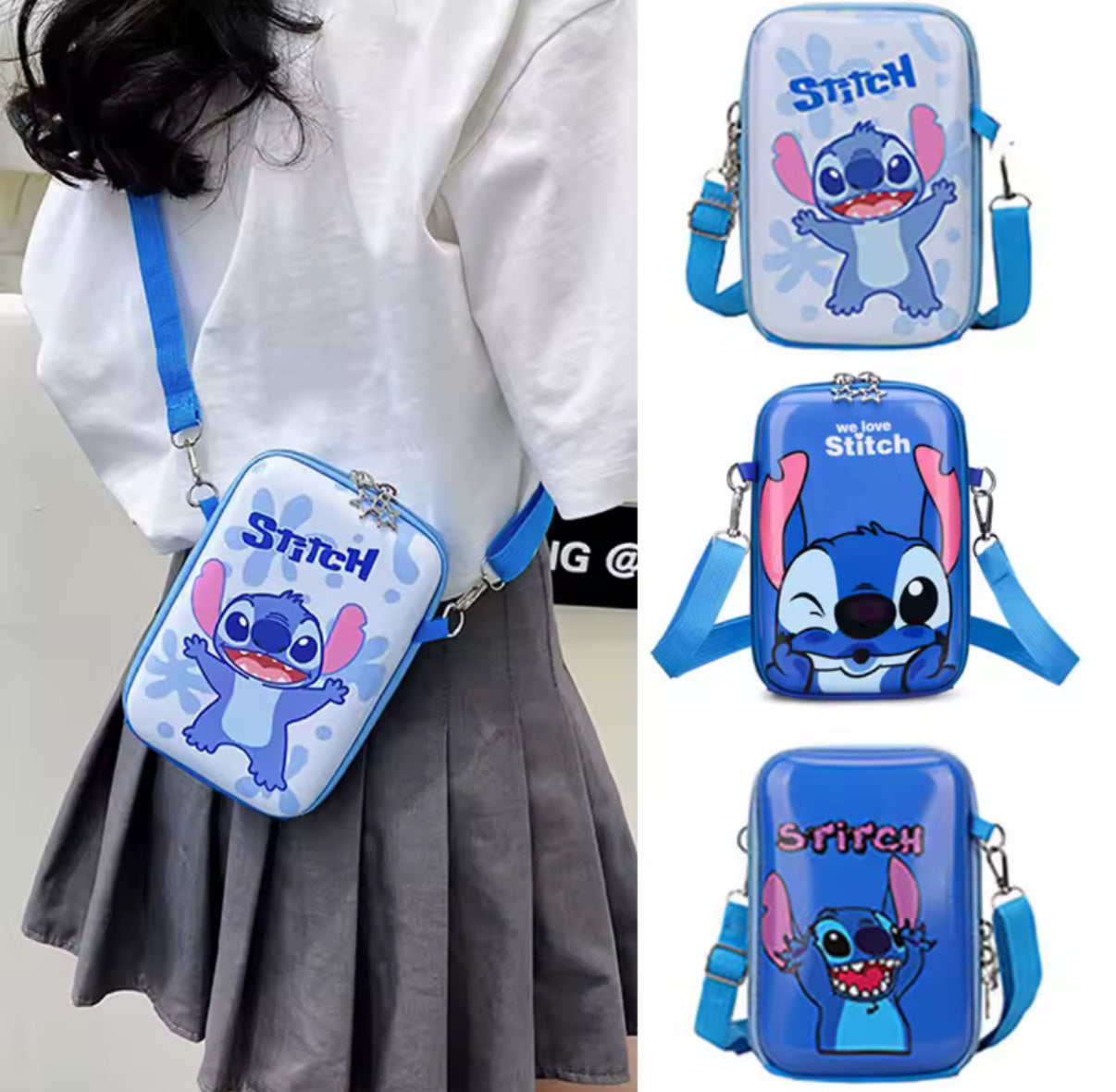 Disney Stitch / Angel Kids Bag Cartoon Diagonal Hard Shell Cross bag Fashion
Accessory For Boys & Girls - School / Travel Bag - Anime /
Kawaii - 6 Different Designs