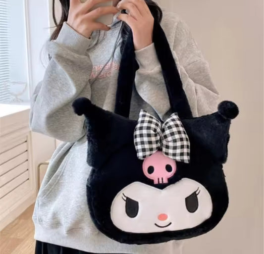 Cute Sanrio Kuromi Plush Bag Large Handbag Cinnamoroll Kawaii My Melody Backpack Shoulder Bag Tote Girl Makeup Plushie Gift bag