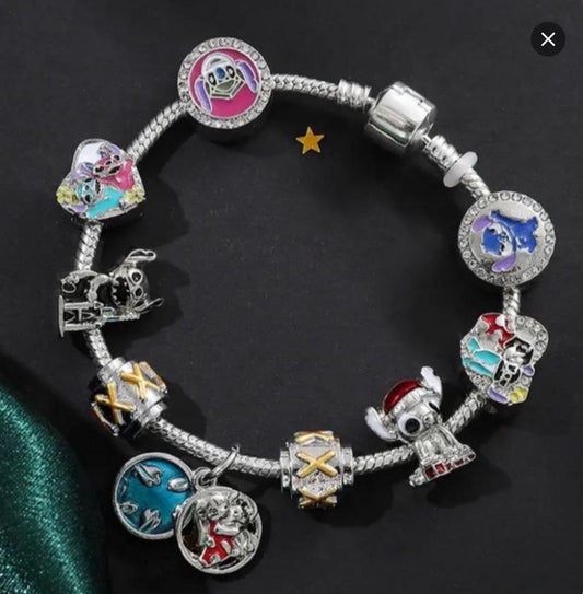 Stitch Anime Cartoon Charm Rope Jewellery for Kids / Girls / Adult - 9 Metal Charms - I Love You Bracelet - Beautiful Gift for Christmas or Birthday - 17cm & 19cm Braclet Length
Available
