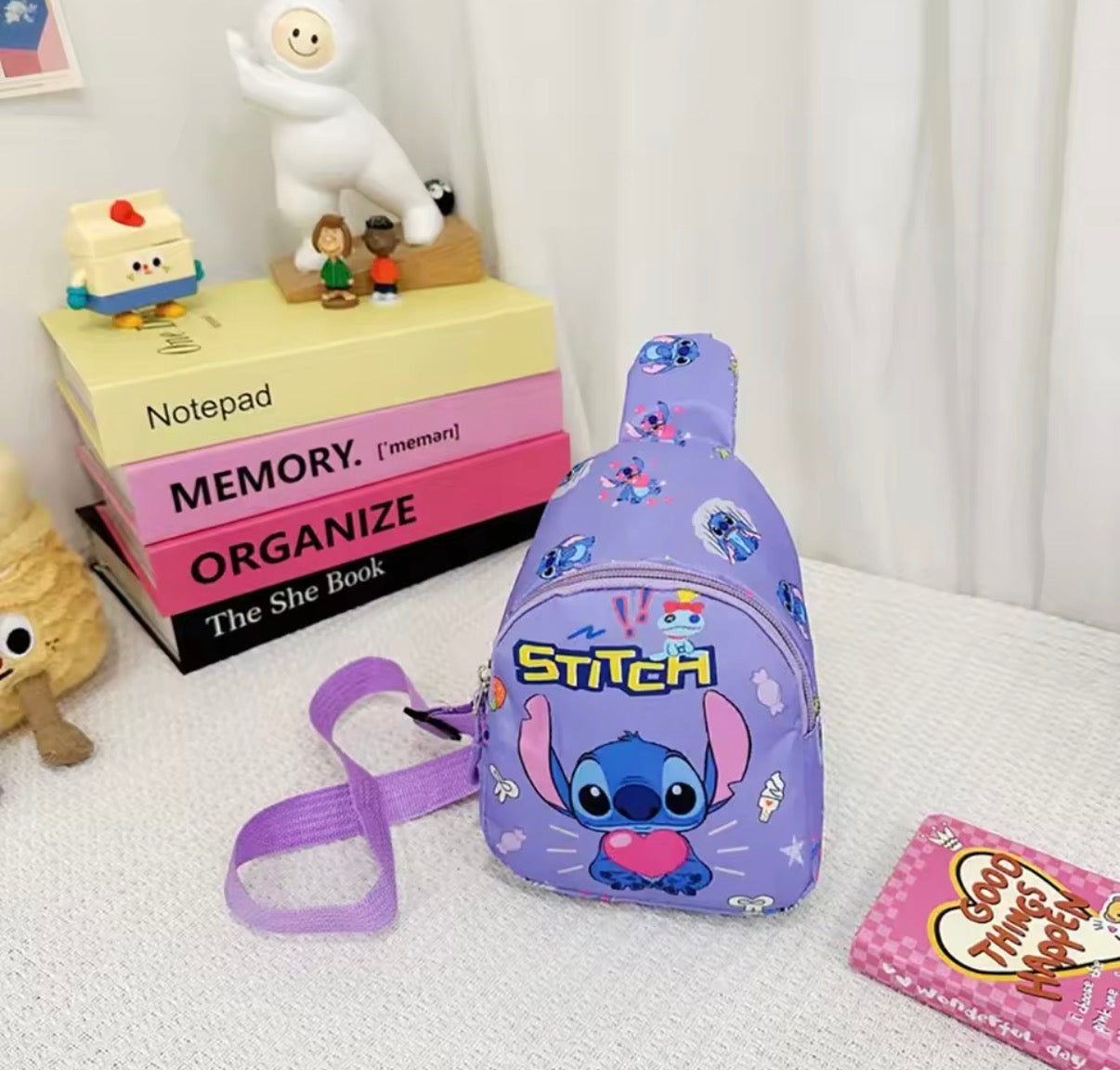Disney Stitch Chest Bag - Cute Mini Outdoor School / Travel Shoulder Bag For Boys &
Girls - Children’s Zipper Waist Bag Kawaii Gift - Available in 13
Different Colours & Designs