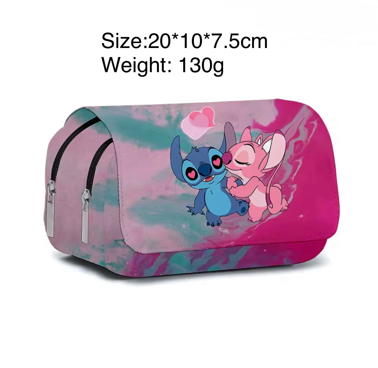 Disney Cartoon Stitch Children Pencil/Pen Bag - Stationery - Kawaii School Double Zipper Stationery Storage Bag - Perfect For School / Office