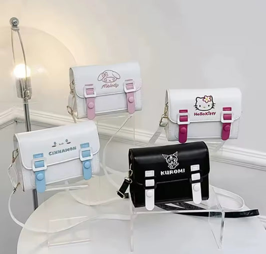 Sanrio PU Handbag HelloKitty, My Melody, Kuromi & Cinnamoroll Cartoon Crossbody Bag - Outdoor Bag - Kawaii Shoulder Square Bag - Lovely Birthday / Christmas Gift*