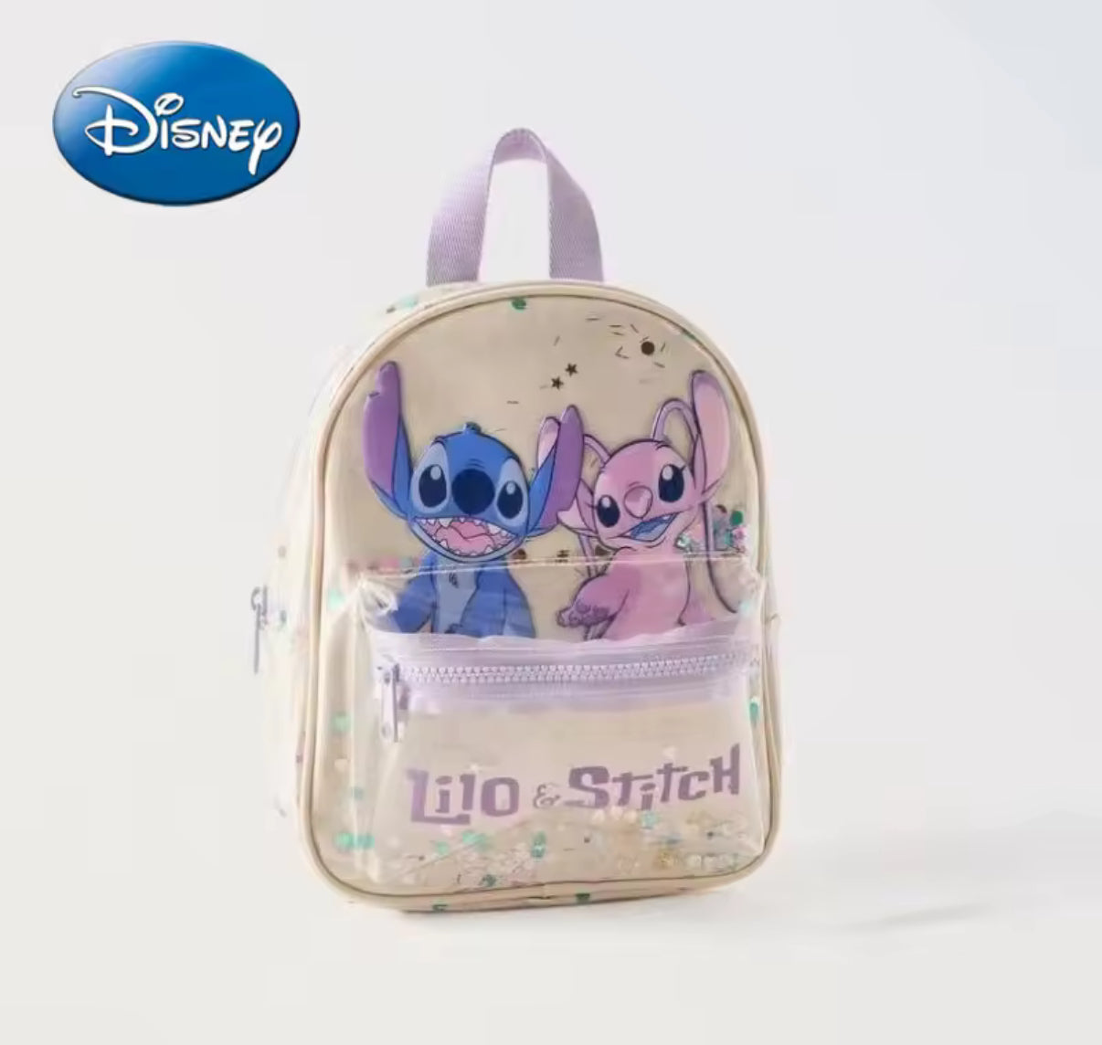 Disney Stitch Cartoon Sequined Back Fashionable and Versatile Trendy School / Nursery Bag for Girls - Mini Backpack - Perfect Birthday / Christmas Gift